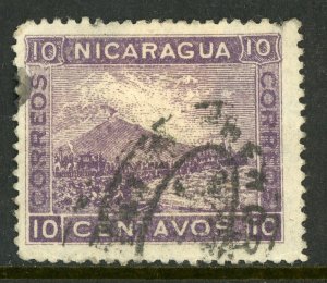 Nicaragua 1902 Momotombo 10¢ Plum Lithographed Issue Scott #161 VFU W21 ⭐☀⭐☀⭐