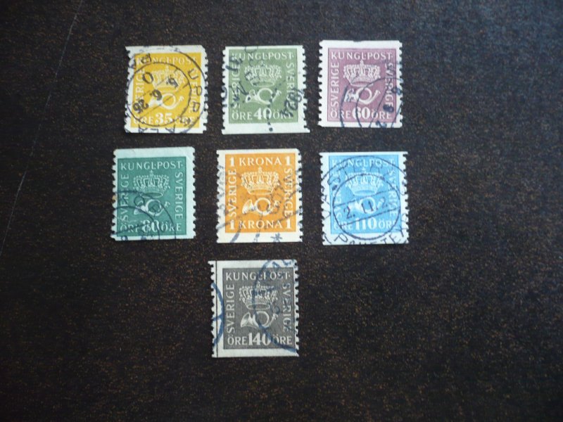 Stamps - Sweden - Scott#145-146,148,150,153-154,158  - Used Part Set of 7 Stamps