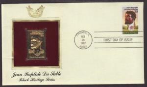 US DuSable 1987 Gold Foil U/A FDC BIN