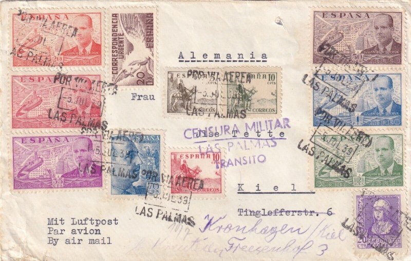 Germany: 1939 KMS Gneisenau, Las Palmas, Spain to Kiel Germany A/M ... (M7005)