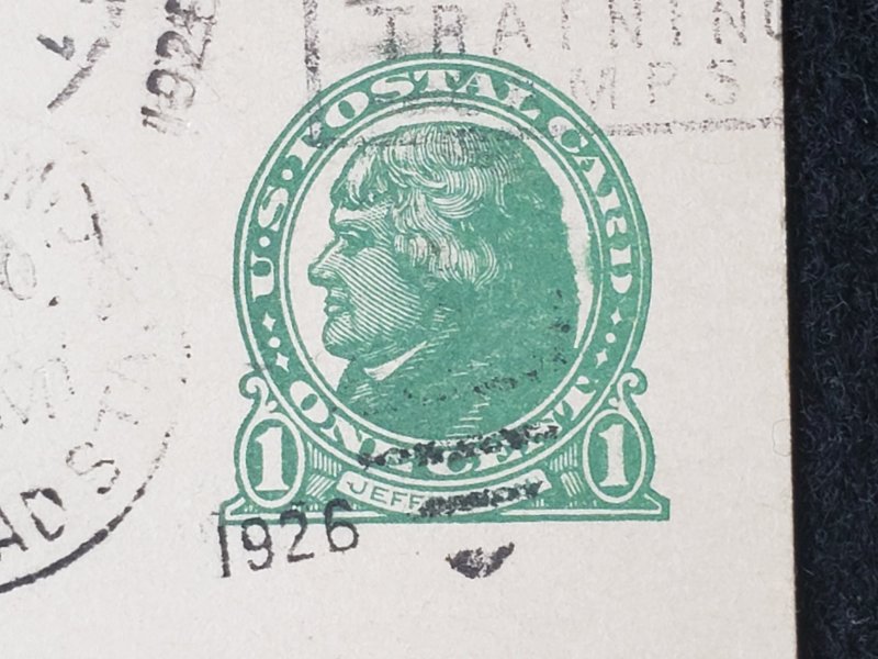 UX27. Jefferson, 1 cent, US Postal Cards.  Cancelled.VF cond.
