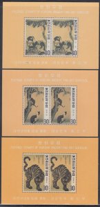 KOREA (South) Sc# 718-20a.1 CPL MNH PERF SET of 3 S/S of PAINTINGS