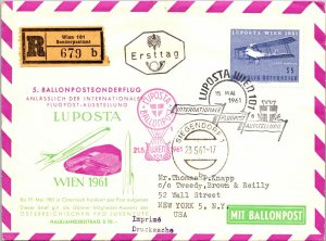 1961 Austria FDC - Int'l Airmail Exhibition - Balloon Mail - F17467