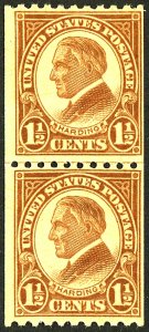 U.S. #605 MINT LINE PAIR OG HR