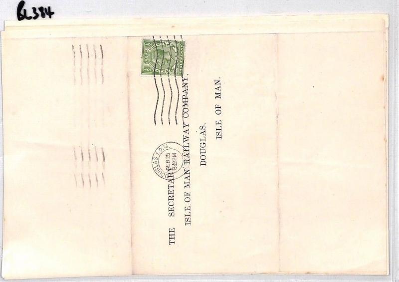 BL384 1928 GB Isle of Man Railway Co IOM Douglas Cover x 5 Items {samwells} PTS