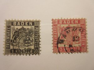 German States BADEN Scott 19, 20 USED Lot11 Cat $19