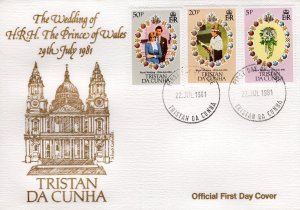 Tristan da Cunha 1981 Sc#294/296 Diana Wedding-Flowers Set (3) FDC Unaddressed