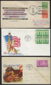 US 1940s SIX WWII PATRIOTIC COVERS INCLUDES AUSTRIA NETHERLANDS & ALBANIA