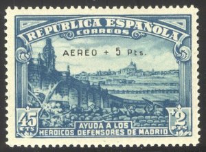 SPAIN #CB6 Mint Signed - 1938 45c + 2p + 5p Blue