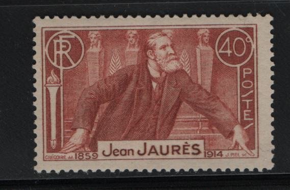 France 313 Hinged, 1936 Assasination of Jean Leon Jaures