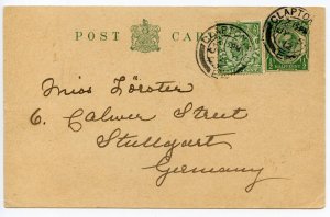 GB 1912 Downey Postal Stationery Postcard. From Clapton to Germany Uprated