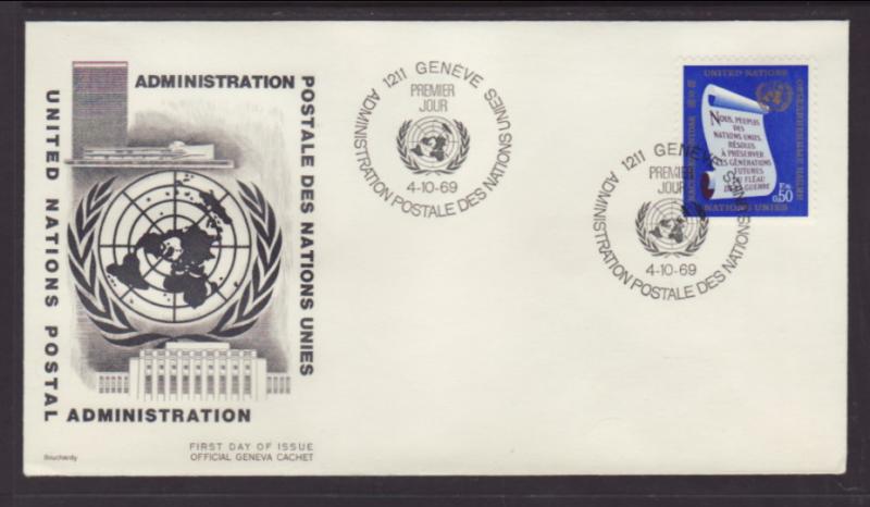 UN Geneva Charter 1969 Geneva U/A FDC BIN