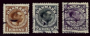 Denmark SC#128-130 Used F-VF SCV$36.00...Beautiful Denmark!