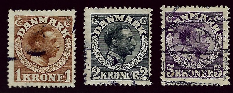 Denmark SC#128-130 Used F-VF SCV$36.00...Beautiful Denmark!