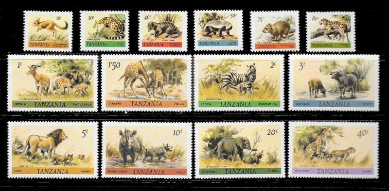 TANZANIA Sc#161-174 ANIMALS Mint Never Hinged Complete Set