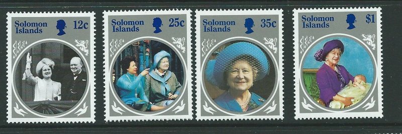 SOLOMON ISLANDS SG538/41 1985 LIFE & TIMES OF THE QUEEN MOTHER  MNH