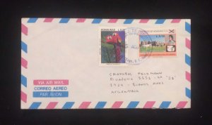 C) 1993. HONDURAS. AIRMAIL ENVELOPE SENT TO ARGENTINA. DOUBLE RED MACAW STAMP