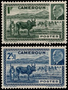 ✔️ VICHY FRANCE CAMEROON 1941 - PETAIN & BUFFALOS - Sc 281A+B MNH ** [03P2]