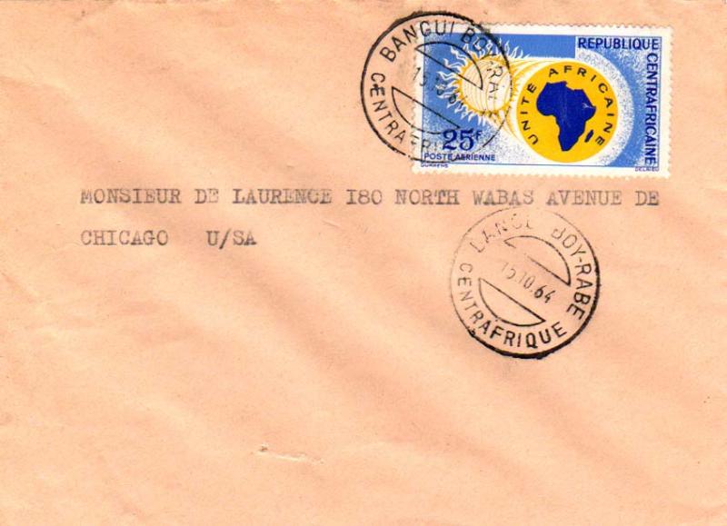 French Equatorial Africa Central African Republic 25F African Unity 1964 Bang...