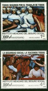 MEXICO C553-C554, 35th Anniv Social Security Institute. MINT, NH. VF.