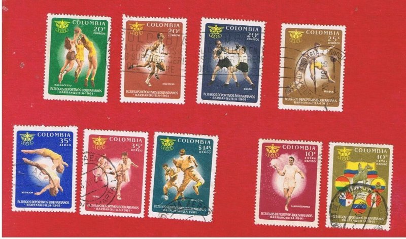 Colombia #736-739 #C414-418   VF used   Sports  Free S/H