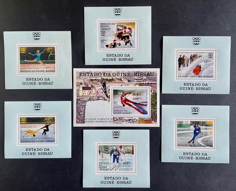 Stamps Deluxe Blocks + S/S Olympic Games Innsbruck 76 Guinea Bissau Perf. -