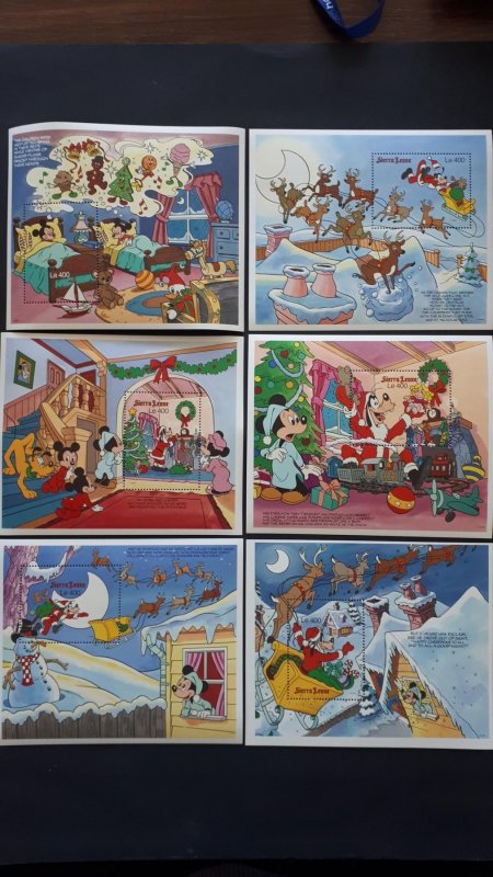 Disney - Sierra Leone 1990. - Christmas ** MNH Complete of 6 x Bl