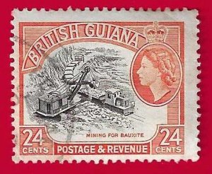 BRITISH GUIANA SCOTT#261 1954 24c BAUXITE MINING - USED