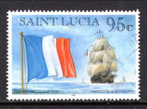 St Lucia 1055 Sailing Ship Flag Used VF