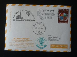 ballonpost Ergee VII balloon flight Pro Juventute #67 postcard UNO 1982