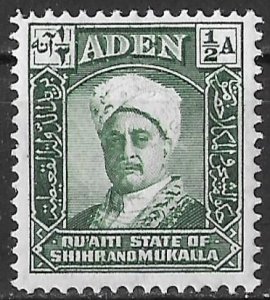 Aden Qu'aiti State Sultan Saleh Bin Ghalib Al Qu'aiti issue of 1942, Scott 1 MLH