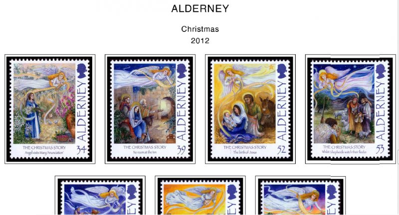 COLOR PRINTED GB ALDERNEY 1983-2020 STAMP ALBUM PAGES (89 illustrated pages)