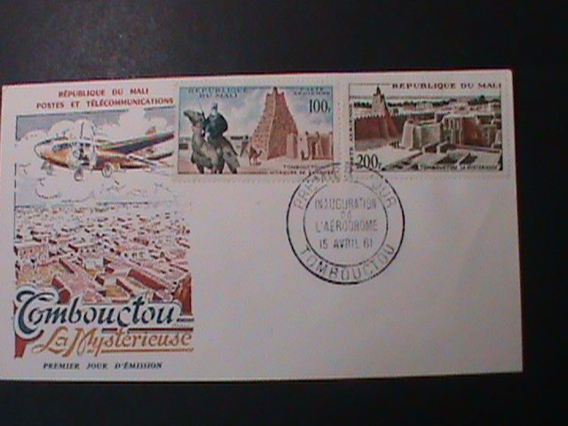 MALI-1961-SC#C12-3-CV 100- TIMBUKTU AIRPORT-MINT FDC-VF-64 YEARS OLD-LAST ONE
