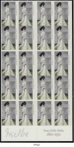 Australia #3453a  60c Dame Nellie Melba booklet pane of 20 (MNH) CV $25.00