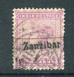 ZANZIBAR; Early 1900s India QV Optd. issue fine used 8a. value