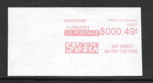 Just Fun Cover #Z2511 Neopost Meter 11/05/2021. 10 Cent Collection / Lot