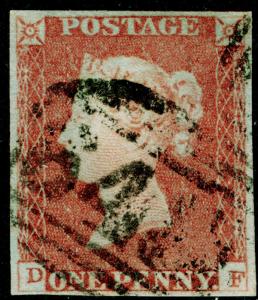 SG8, 1d red-brown PLATE 81, USED. Cat £30. 4 MARGINS. DF