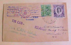 TONGA TIN CAN COVER  1936 TO NEW ZEALAND WITH  CAPTAIN STATEMENT