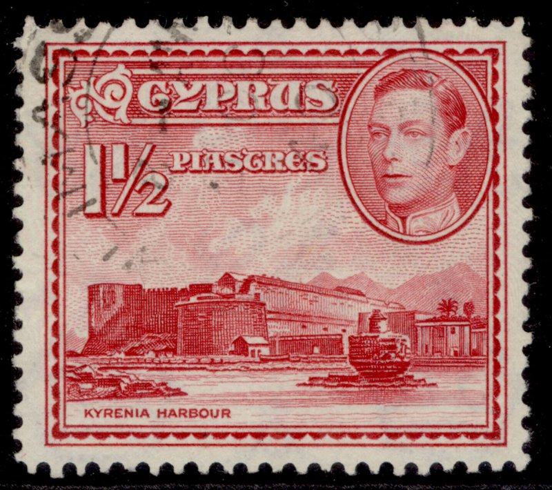 CYPRUS GVI SG155, 1½pi carmine, FINE USED.