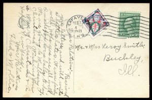 U.S. Scott WX29 Tied to December 1921 Post Card