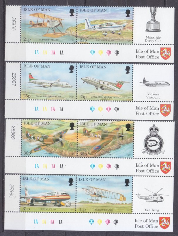 1997 Isle of Man 722-729Paar+Tab Airplanes 7,50 €