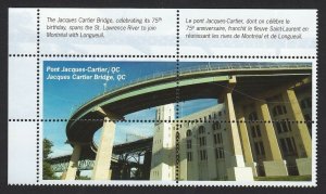 BRIDGES = DOUBLE SIDED PICTURE = Canada 2005 #2103a MNH UR PLATE BLOCK of 4
