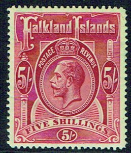 FALKLAND ISLANDS 1912 5s deep rose-red mounted mint example - 41983
