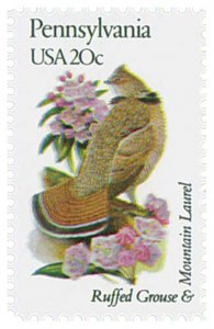 1982 20c State Birds & Flowers, Pennsylvania, Grouse & Laurel Scott 1990 Mint NH