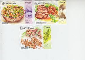 2019 Malaysia Exotic Foods (3) (Scott 1804-06) MNH