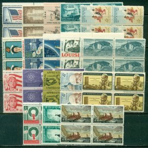 18 DIFFERENT SPECIFIC 4-CENT BLOCKS OF 4, MINT, OG, NH, GREAT PRICE! (29)