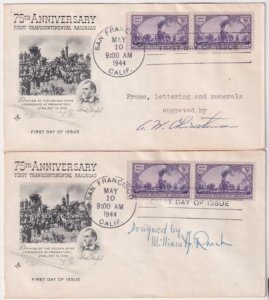 US 922 Set of 2 Matched Autographed FDC's, Signed by Designer and Engraver