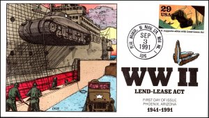 Scott 2559e 29 Cents WWII Allied Shipment Collins Hand Painted FDC