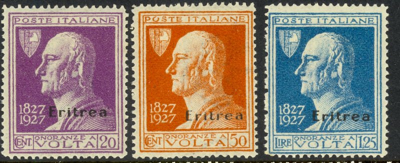 ERITREA 1927 ALESSANDRO VOLTA Set Sc 102-104 MLH