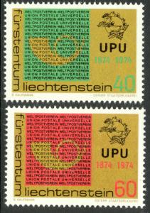 LIECHTENSTEIN 1974 UPU ANNIVERSARY Set Sc 550-551 MNH